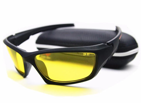 FRONTLINE High Impact Polarized Sunglasses (Black/Red with Night Vision Lens)