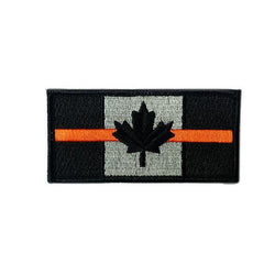 Embroidered Canada Flag Patch (Black w/orange)