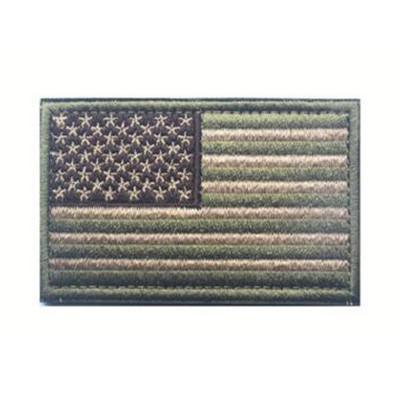 Embroidered American Flag Patch (Olive/Tan)