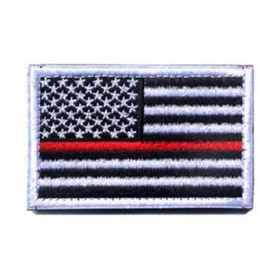 Embroidered American Flag Patch (White with Thin Red Line)