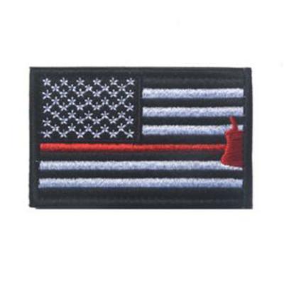 Embroidered American Flag Patch (Black with Thin Red Line Axe)